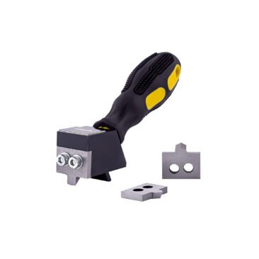 Coating Thickness Gauge NOVOTEST TPN-1 - Alat ukur ketebalan lapisan portabel dengan pisau uji dan casing kuning.