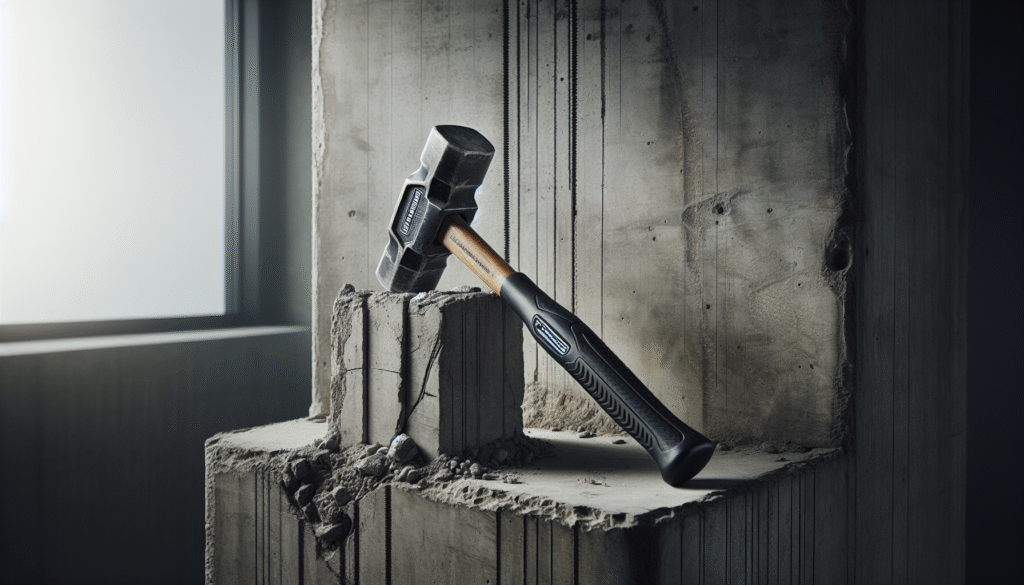 Schmidt Hammer on aged concrete column, illustrating post-earthquake concrete evaluation and test methods.