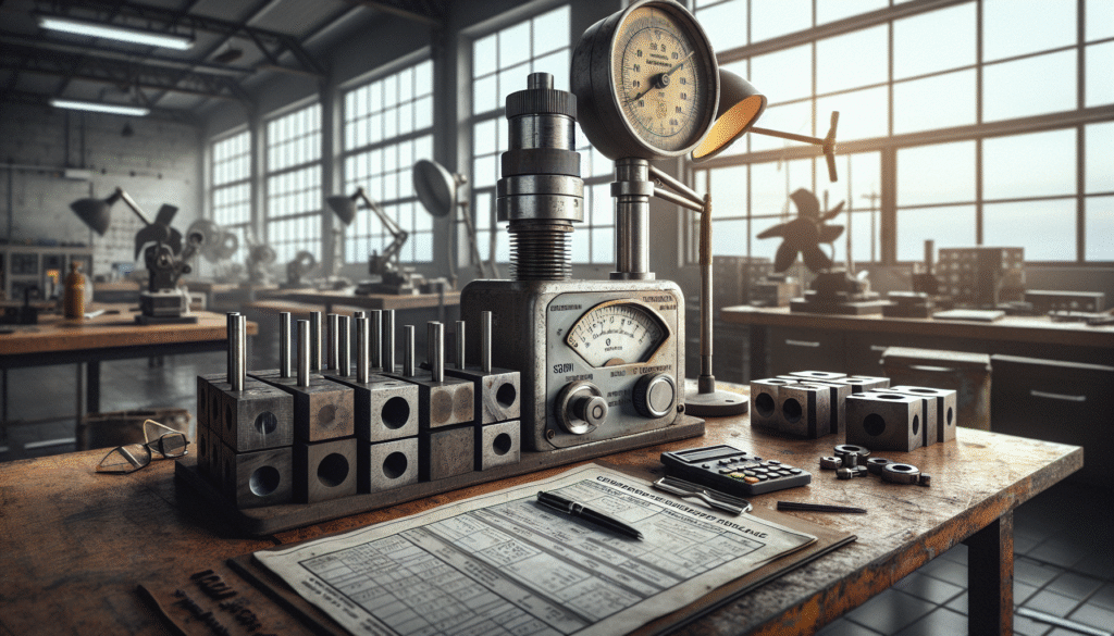 Professional engineer performing hardness testing on wind turbine components with Rockwell tester and SNI standards in an Indonesian industrial workspace.